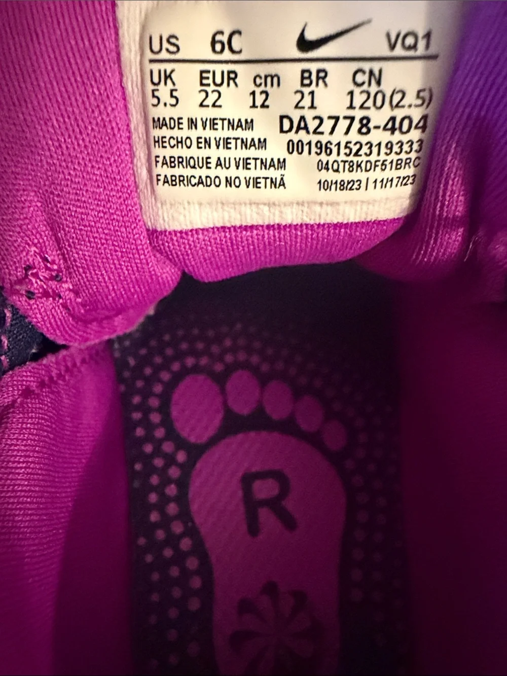 Nike Kids Navy and Pink Velcro Sneakers